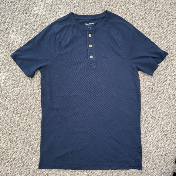Goodfellow Men's Solid shirt button Cotton Navy S - Picture 1 of 6